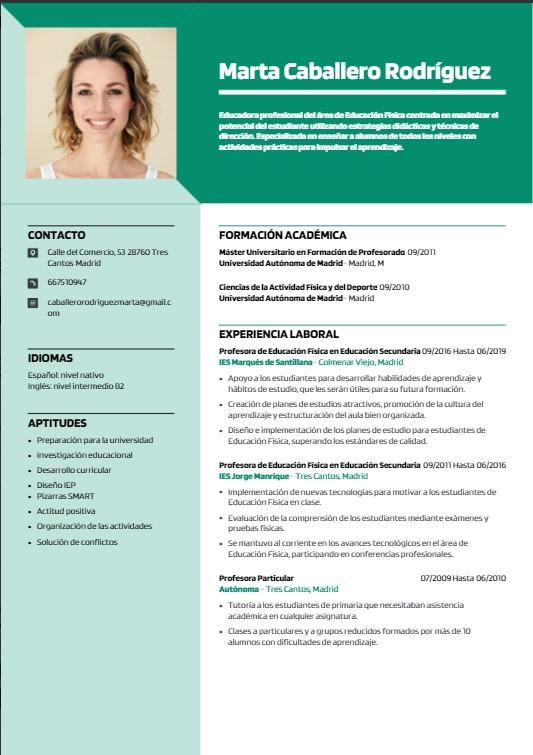 Plantilla de currículum 'Inteligente' de miCVideal