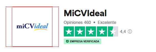 Valoración de miCVideal en Trustpilot