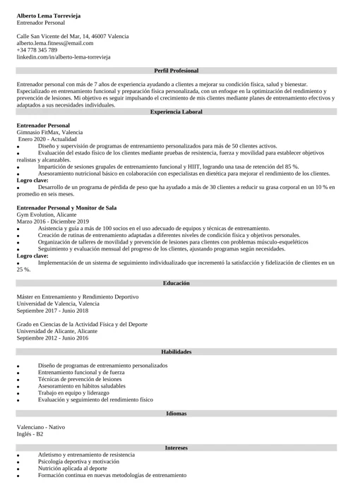 ejemplo de currículum con palabras clave