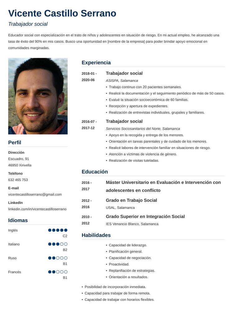 Perfil Profesional Ejemplos Para Poner En El Curr Culum