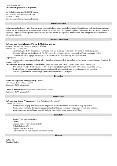 ejemplo de currículum con una experiencia de voluntariado